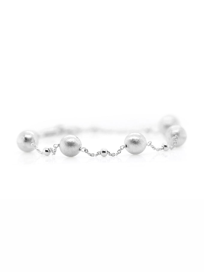 Single Strand Ball Bracelet, Sterling Silver, 18-20cm