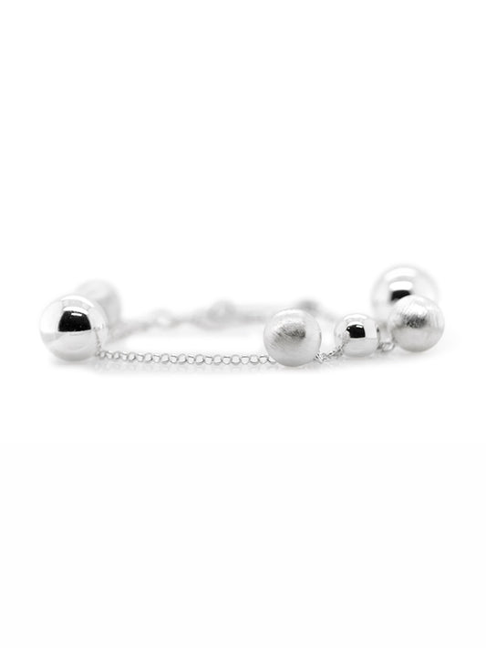 Alternating Ball Bracelet, Sterling Silver, 17-19cm