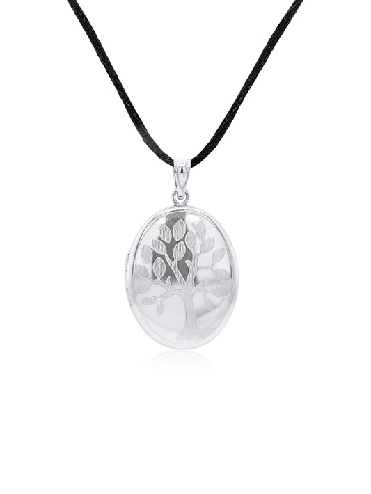 Oval Tree Of Life Locket, Sterling Silver.