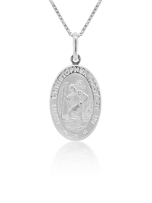 Sterling Silver St Christopher, Small Oval