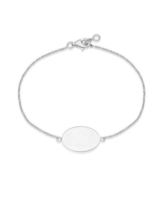 12x18mm Polished Sterling Silver Oval Disc Bracelet