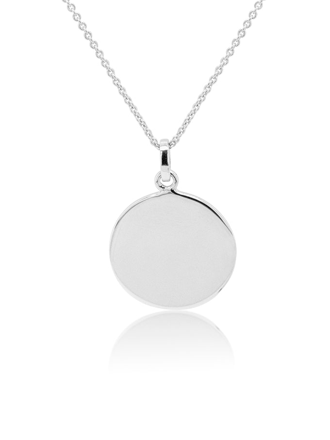 Polished Circle Disc Pendant, Silver, 45cm