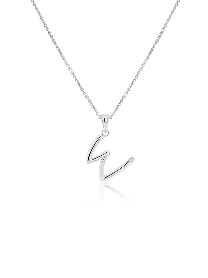 Initial 'W' Sterling Silver, 42-45cm Adjustable Chain