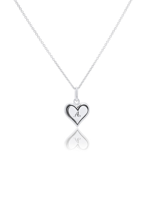 Heart Initial Necklace Sterling Silver, 42-45cm Adjustable Chain