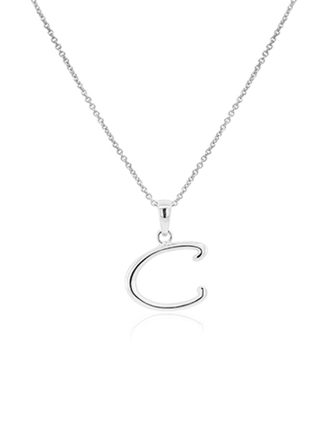 Initial Necklace Sterling Silver, 42-45cm Adjustable Chain