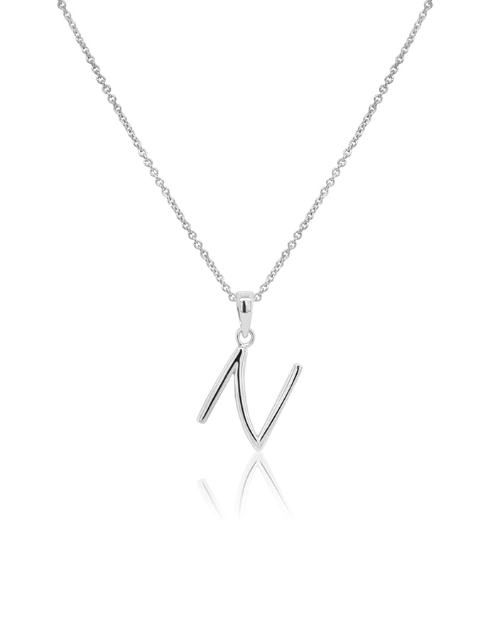 Initial Necklace Sterling Silver, 42-45cm Adjustable Chain