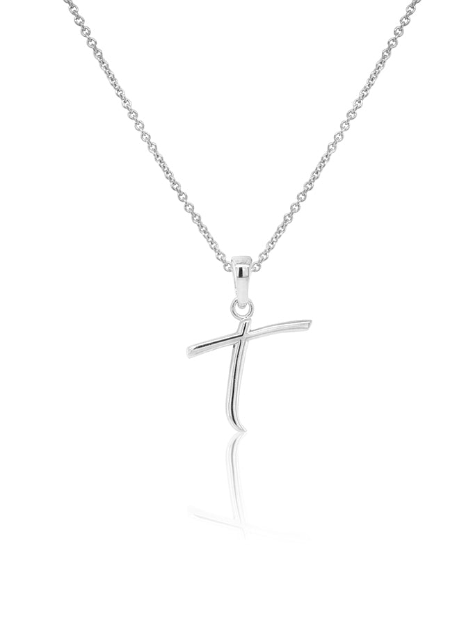 Initial Necklace Sterling Silver, 42-45cm Adjustable Chain