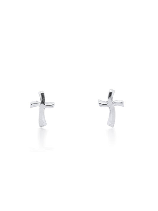 Wobbly cross stud earrings sterling silver.