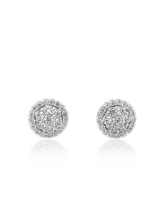 Cubic Zirconia Cluster Stud, Silver