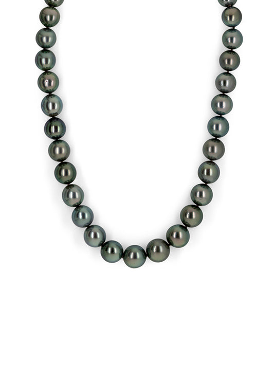 Tahitian Black Pearl Strand, 18K White Gold, 10x12mm.