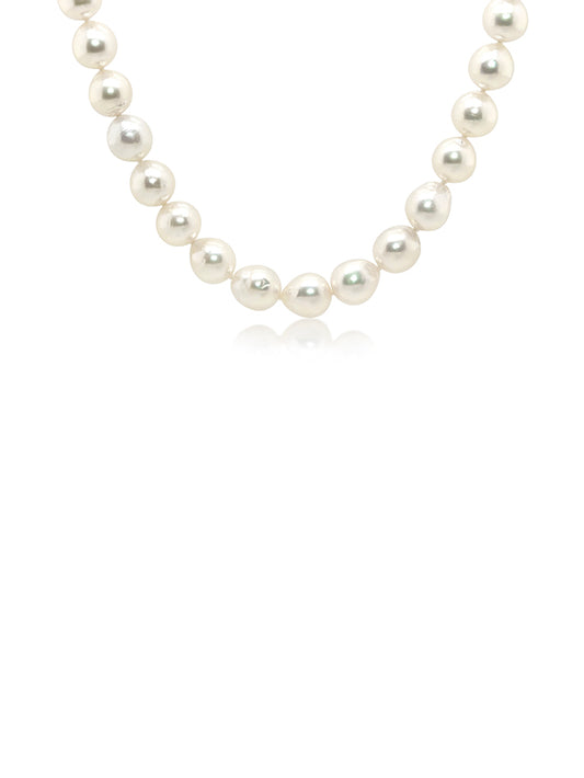 7-7.5mm Akoya Baroque Knotted Pearl 68cm Necklet, Gold Plated Clasp