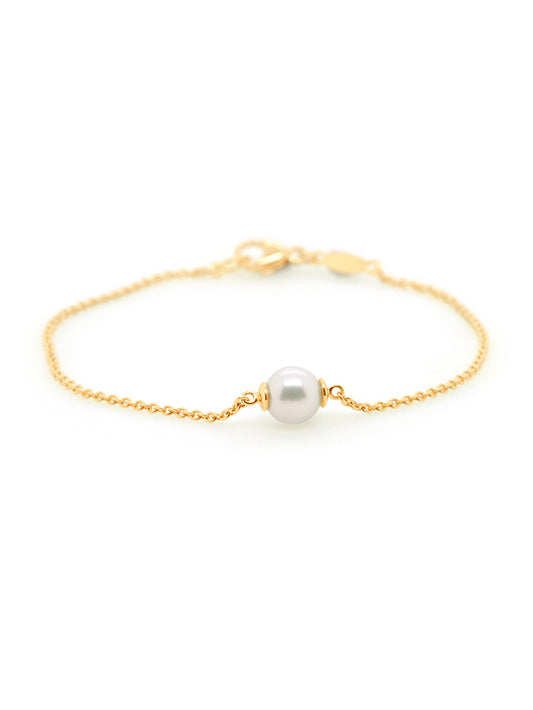 Akoya Cultured Pearl Bracelet in 18 Carat Yellow Gold, 18cm