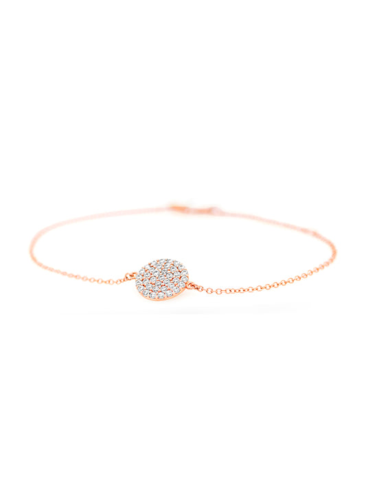 Cubic Zirconia Disc on a 9 Carat Rose Gold Bracelet