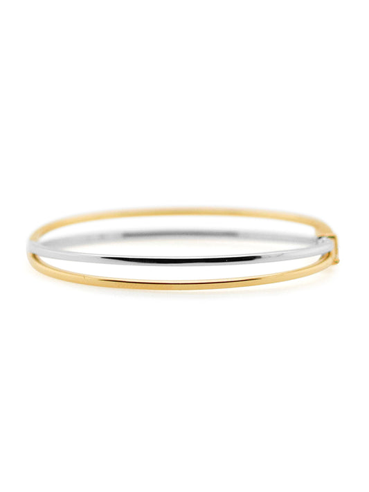 Split Band Yellow and White Gold bangle, 9 Carat