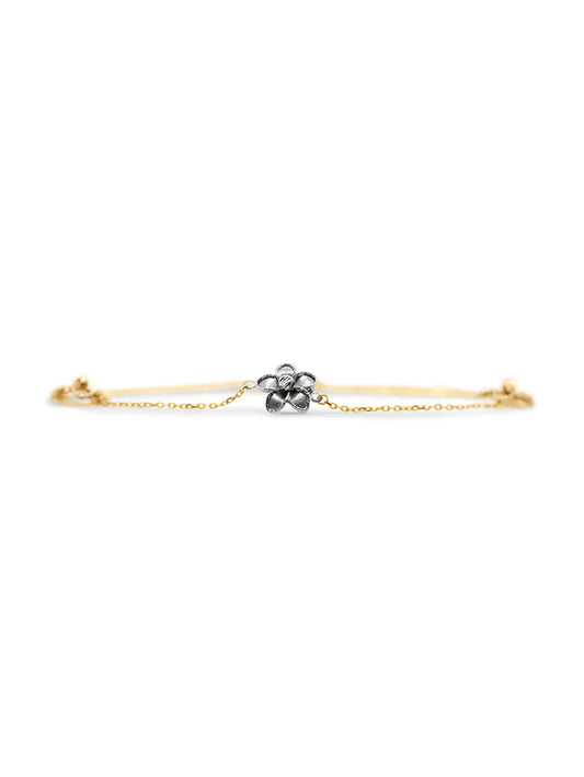 Three Tone Flower Bracelet in 9 Carat Yellow White & Rose Gold