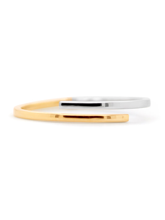 Two Tone Split Yellow and White Gold Bangle in 9 Carat Gold