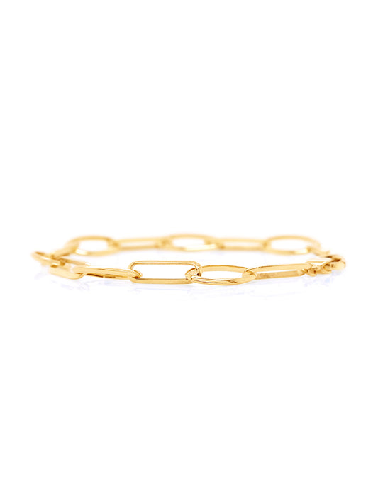 Simple Oval & Rectangular Link Bracelet in 9 Carat Yellow Gold