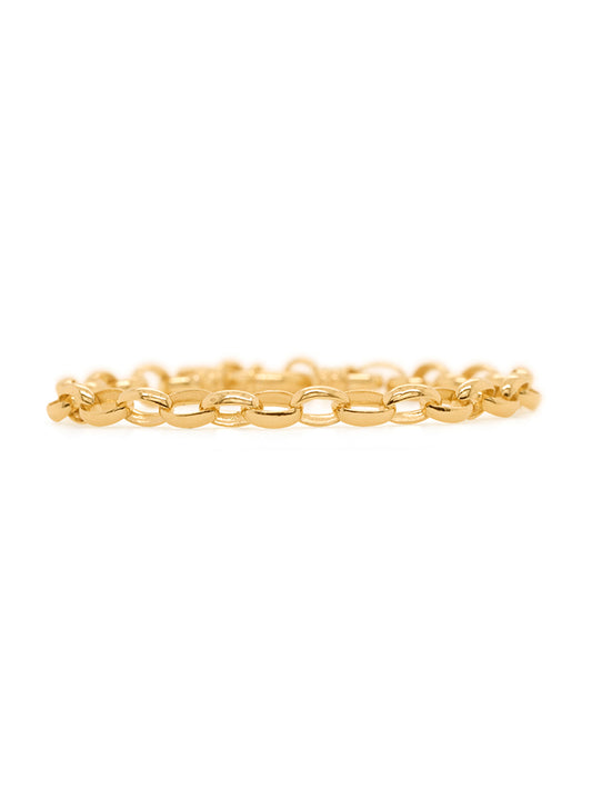 19cm Solid Oval Plain Belcher Bracelet in 9 Carat Yellow Gold