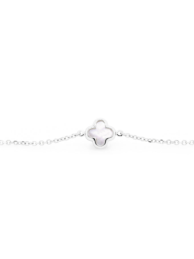 Small Clover Bracelet in 9 Carat White Gold