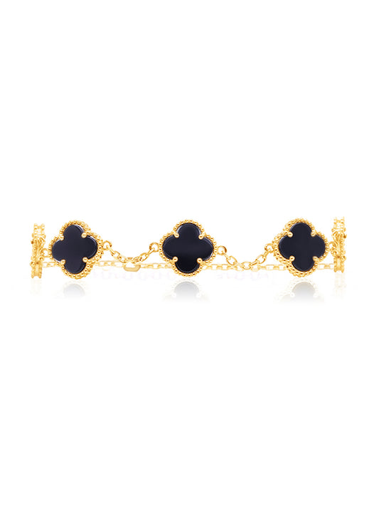 5 Fancy Clover Bracelet, 9 Carat Yellow Gold