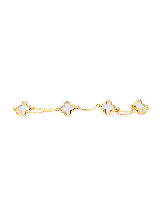 MOP 5x Clover Bracelet, 9 Carat Yellow Gold