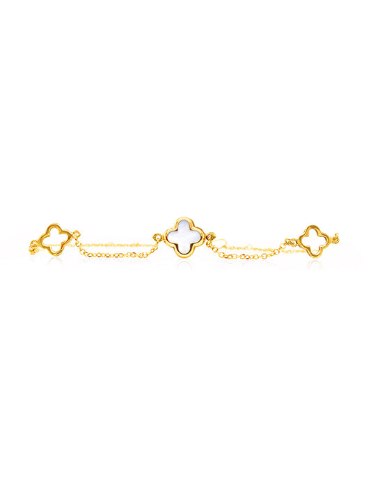 18.5cm Open Clover & MOP Bracelet in 9 Carat Yellow Gold