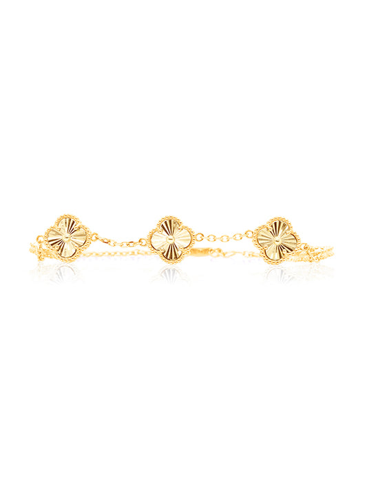 Fancy Clover Bracelet, 9 Carat Yellow Gold