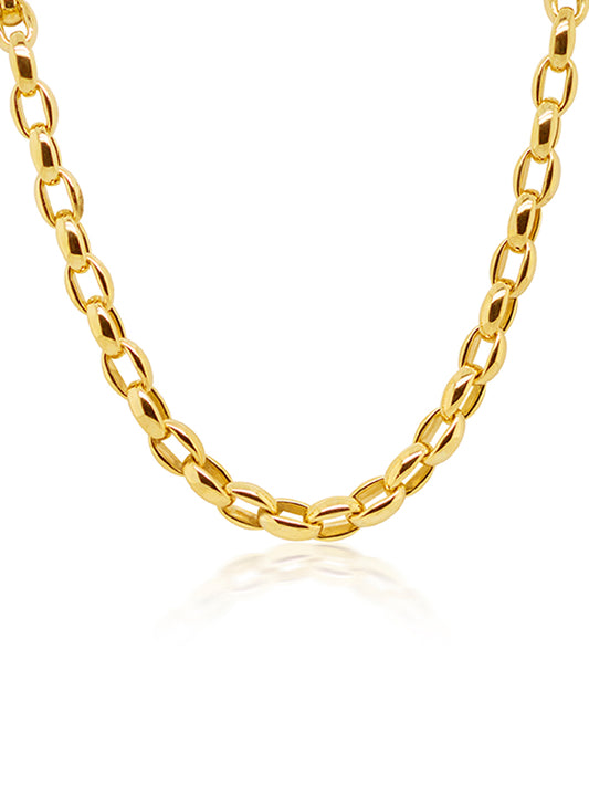 Oval Belcher Necklet, 9K Yellow Gold, 45cm.