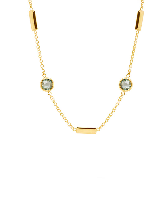 Blue Topaz necklace Yellow Gold, 45cm.