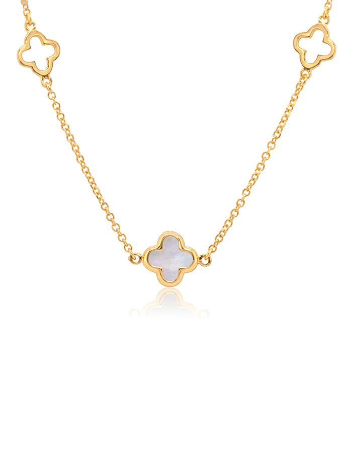 5 Clover MOP Necklet in 9 Carat Yellow Gold