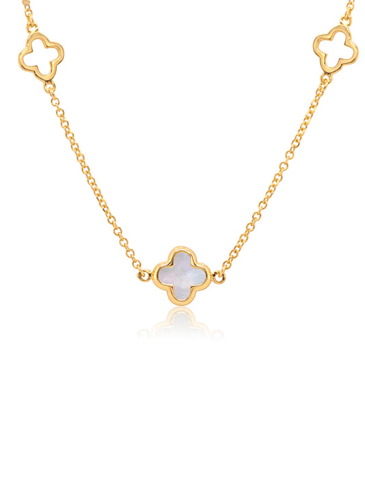 5 Clover MOP Necklet in 9 Carat Yellow Gold