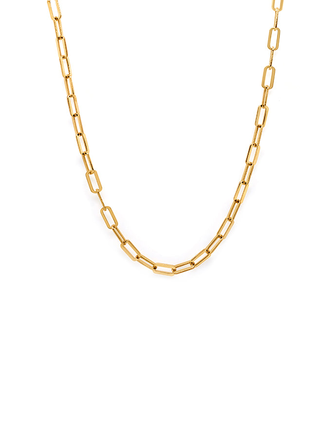 Small Paperclip Necklet, 9 Carat Yellow Gold