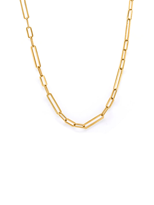 Paperclip Necklet 3:1, 9 Carat Yellow Gold