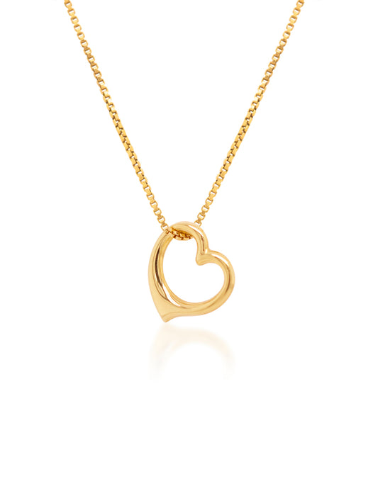 Cute Heart Necklace in 9 Carat Yellow Gold on a 45cm plated chain