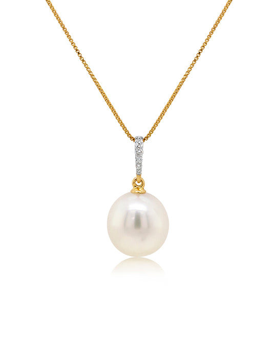 13 mm South Sea Keshi Pearl & D=0.08 carat diamond Pendant