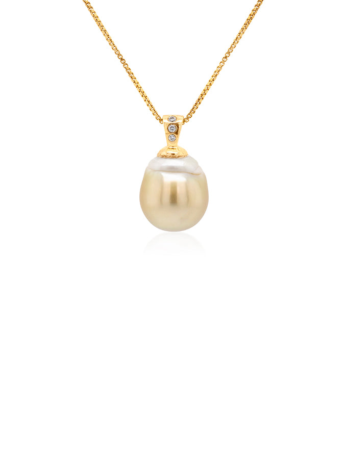 Golden South Sea Pearl Pendant, 9 Carat Yellow Gold