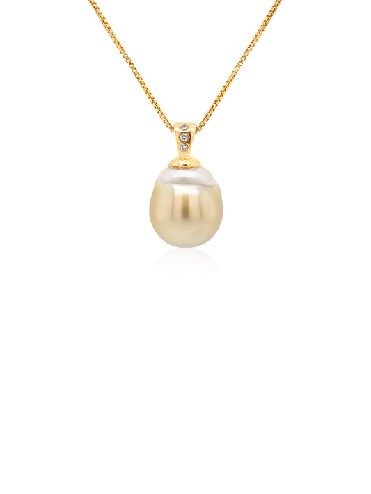 Golden South Sea Pearl Pendant, 9 Carat Yellow Gold