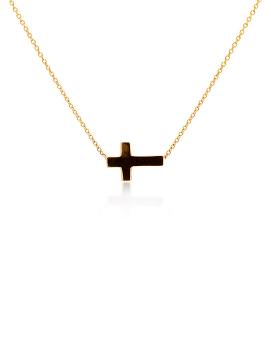 9 Carat Rose Gold Side Ways Cross Necklace