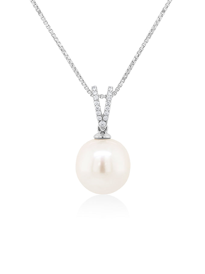 South Sea Pearl & Diamond Pendant, 9K White Gold