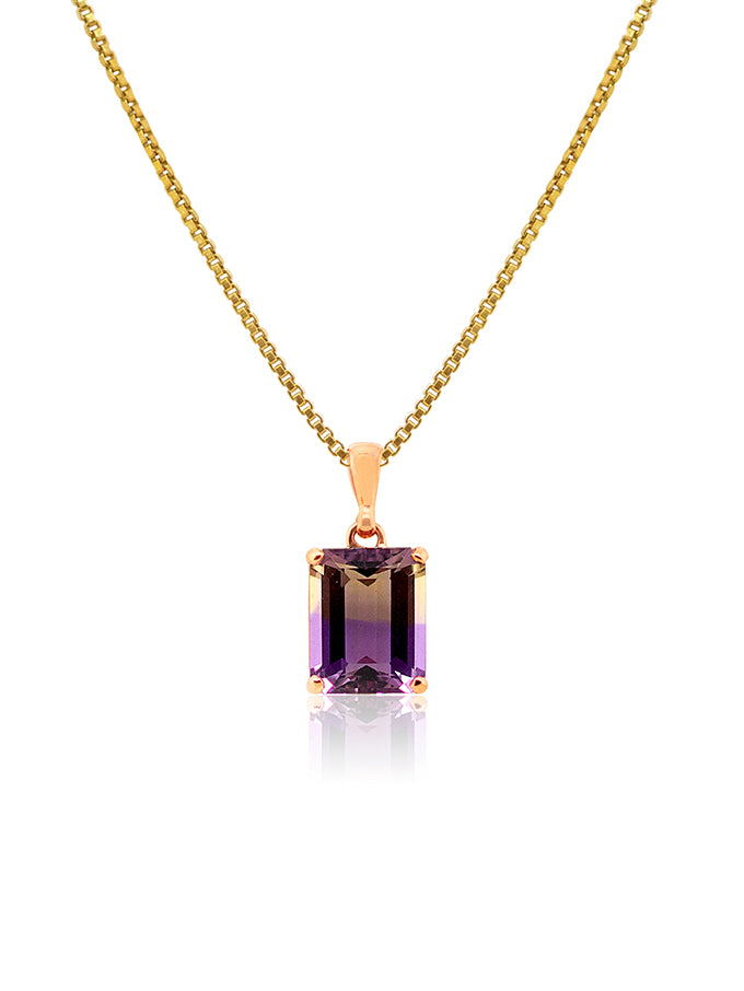 Exquisite Ametrine Pendant, 9K Rose Gold