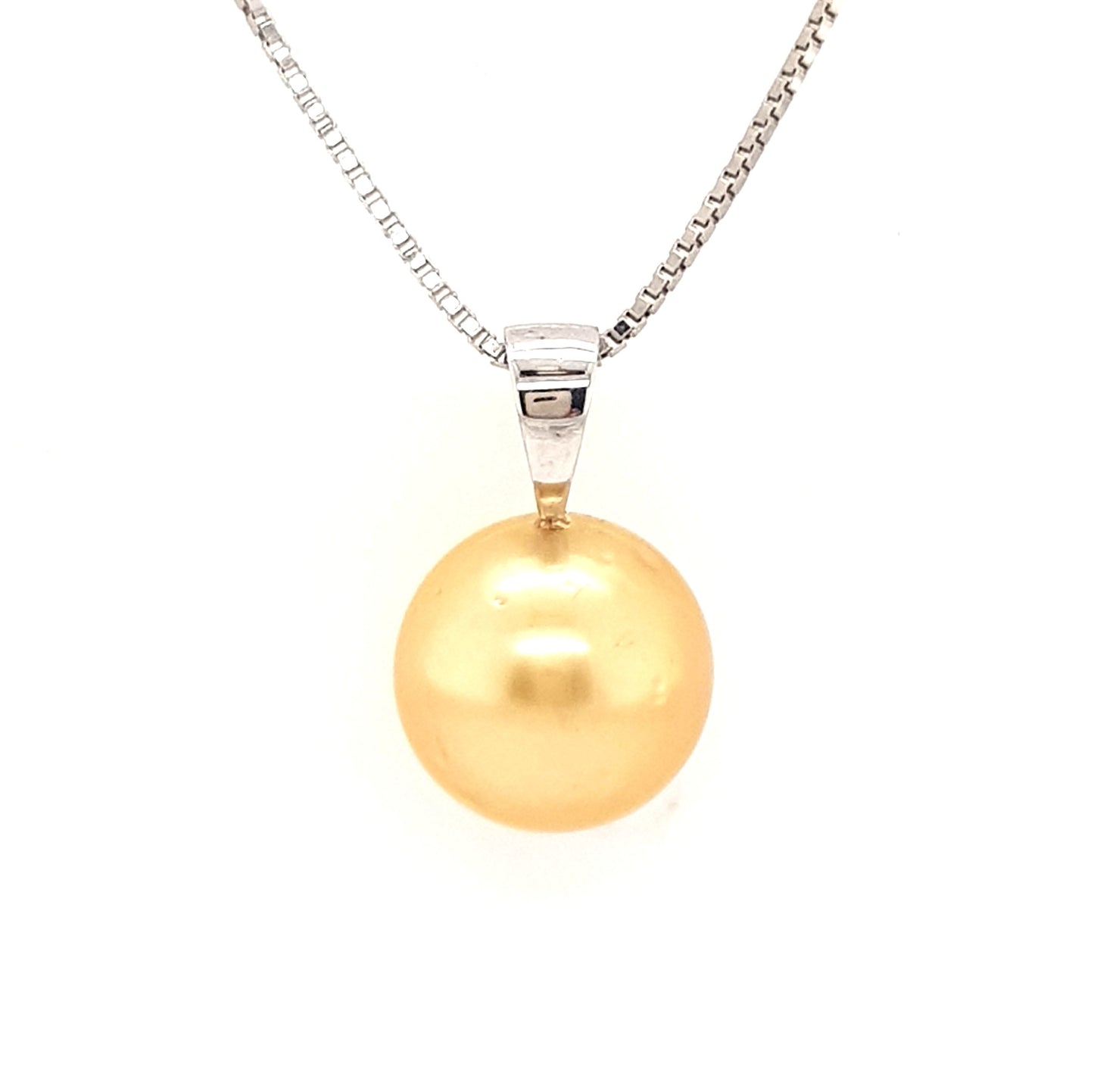 Gold South Sea 11mm Pearl & Diamond Pendant, 9 Carat White Gold