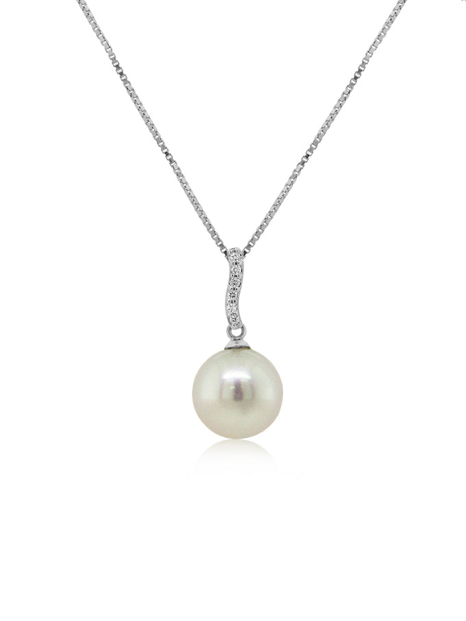 South Sea Pearl & Diamond Pendant, 18K White Gold