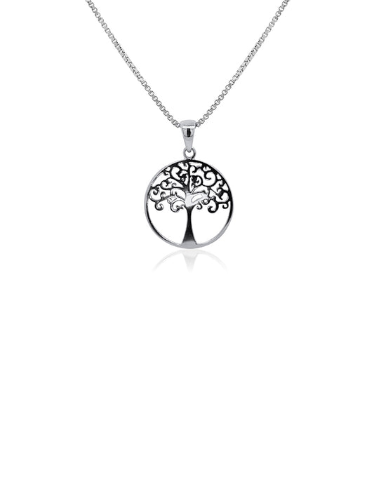 15mm Tree of life pendant in 9 Carat White Gold