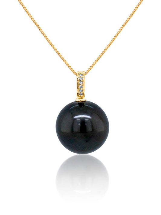 Tahitian Pearl Pendant, 9K Yellow Gold 15mm