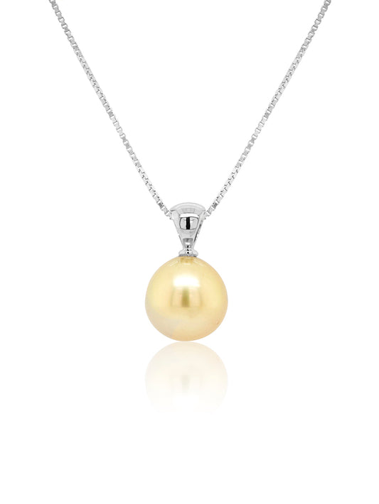 Gold South Sea Pearl drop pendant. 9K White Gold, 13mm.