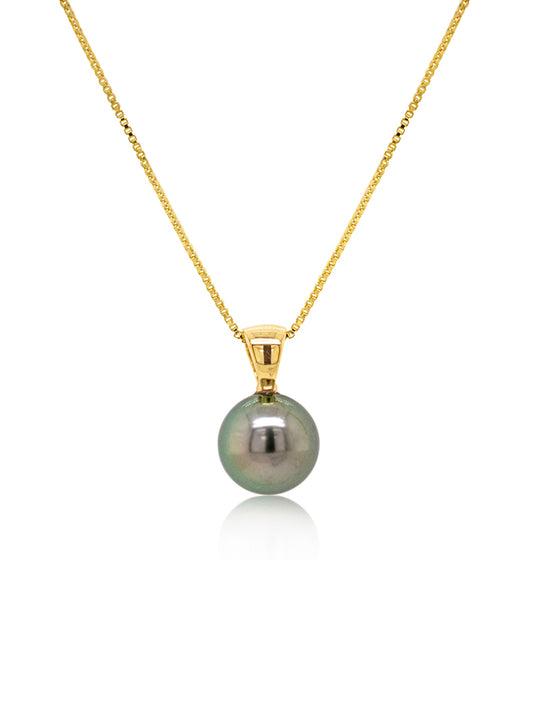 Tahitian Pearl Pendant, 9K Yellow Gold, 11mm.