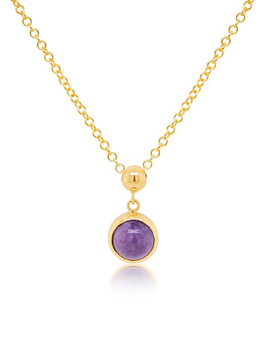 Charoite Stone pendant, 9K Yellow Gold