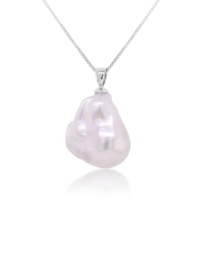 Freshwater Pearl Wedge Pendant 14-23mm in 9 Carat White Gold