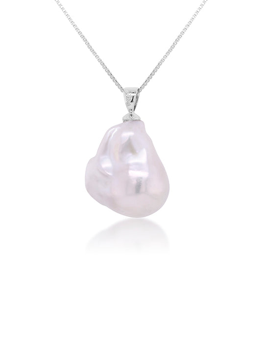 Freshwater Pearl Wedge Pendant 14-23mm in 9 Carat White Gold