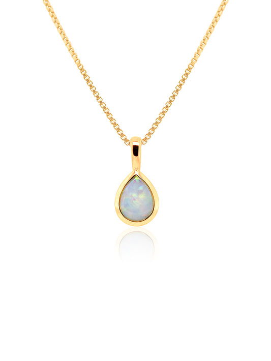 Sold Opal set pendant, 9K Yellow Gold (plated chain)